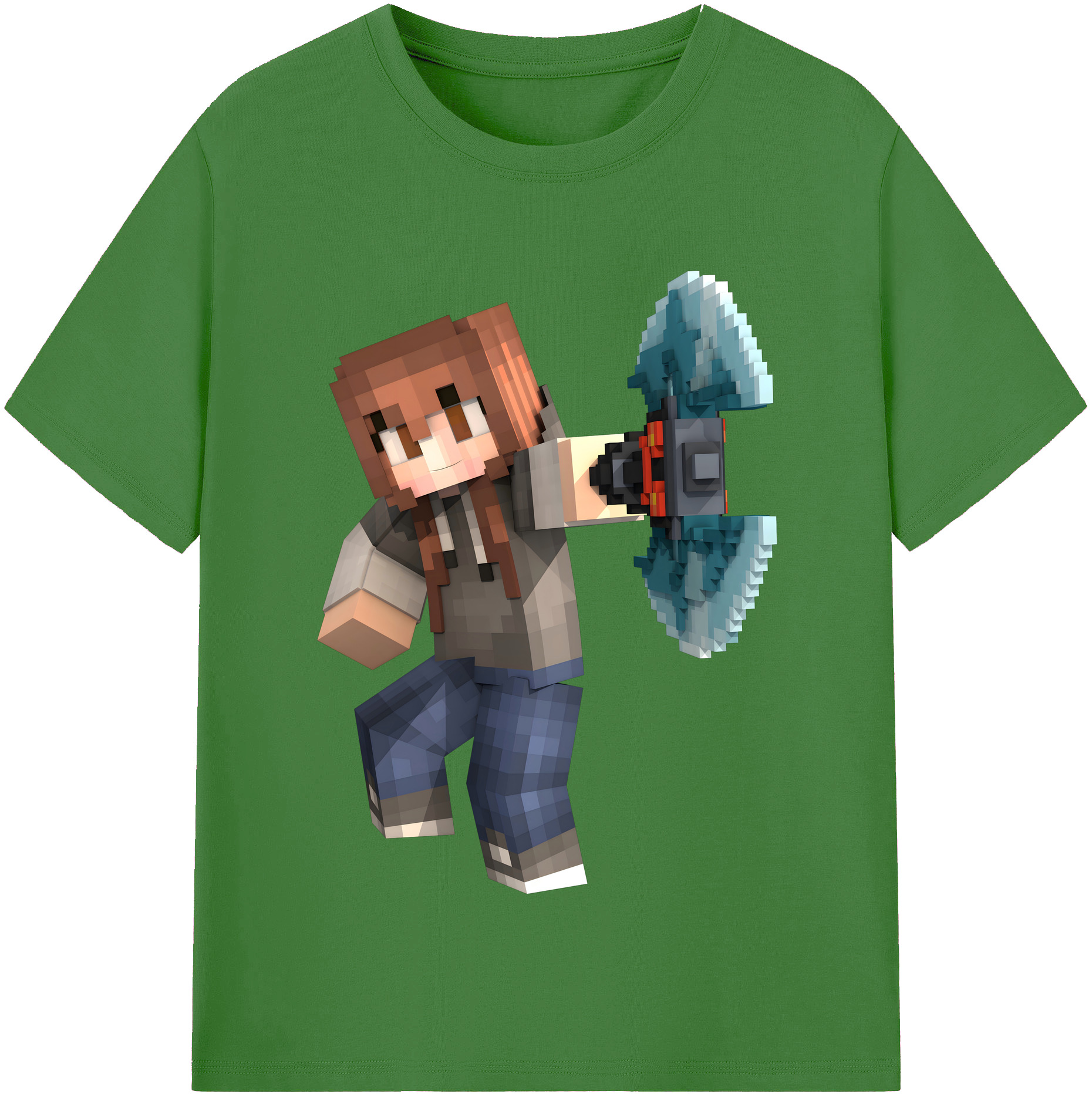 （画像用） マインクラフト ブロックの世界 Minecraft MC Block world レディースカジュアルプリントTシャツ（綿100％）